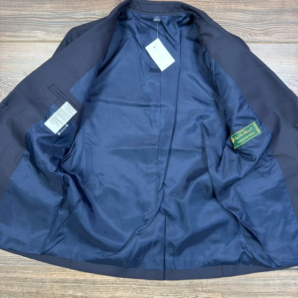 Crewcuts Boys Size 12 Ludlow Blazer Navy Blue Loro Piana Wool Suit Jacket NEW